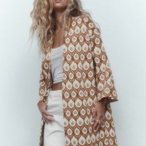 ZARA JACQUARD Knit Jacket Duster